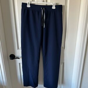 Figs Straight Leg Mid Rise Scrub Pants Navy